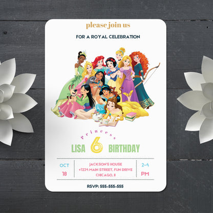 Princess Birthday Invitation Template - CreativeRino