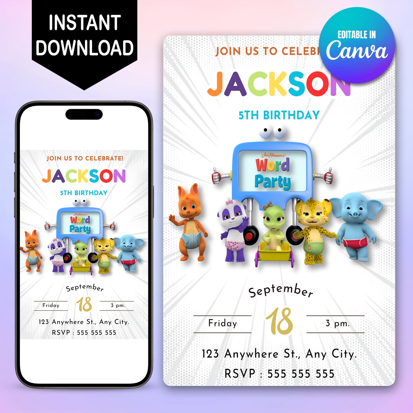 Word Party Birthday Invitation - CreativeRino