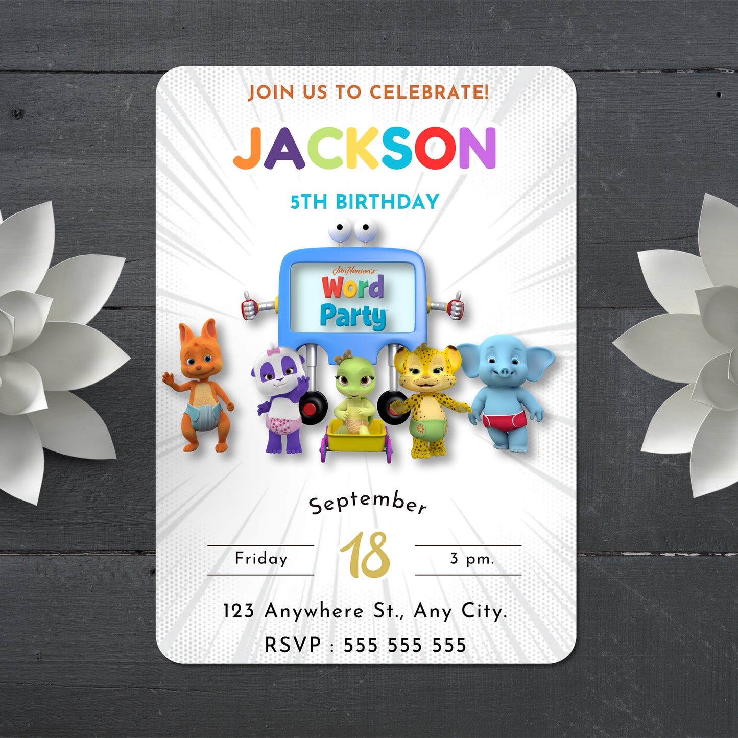 Word Party Birthday Invitation - CreativeRino