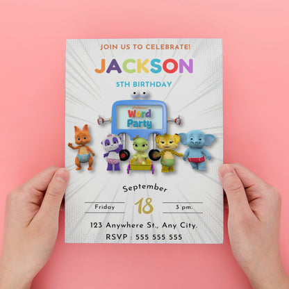 Word Party Birthday Invitation - CreativeRino
