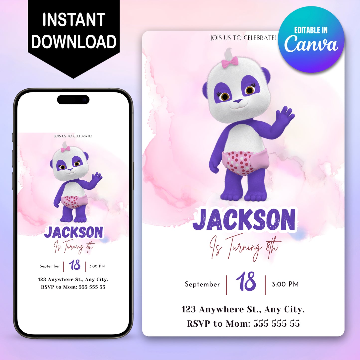 Word Party Birthday Canva Template - CreativeRino