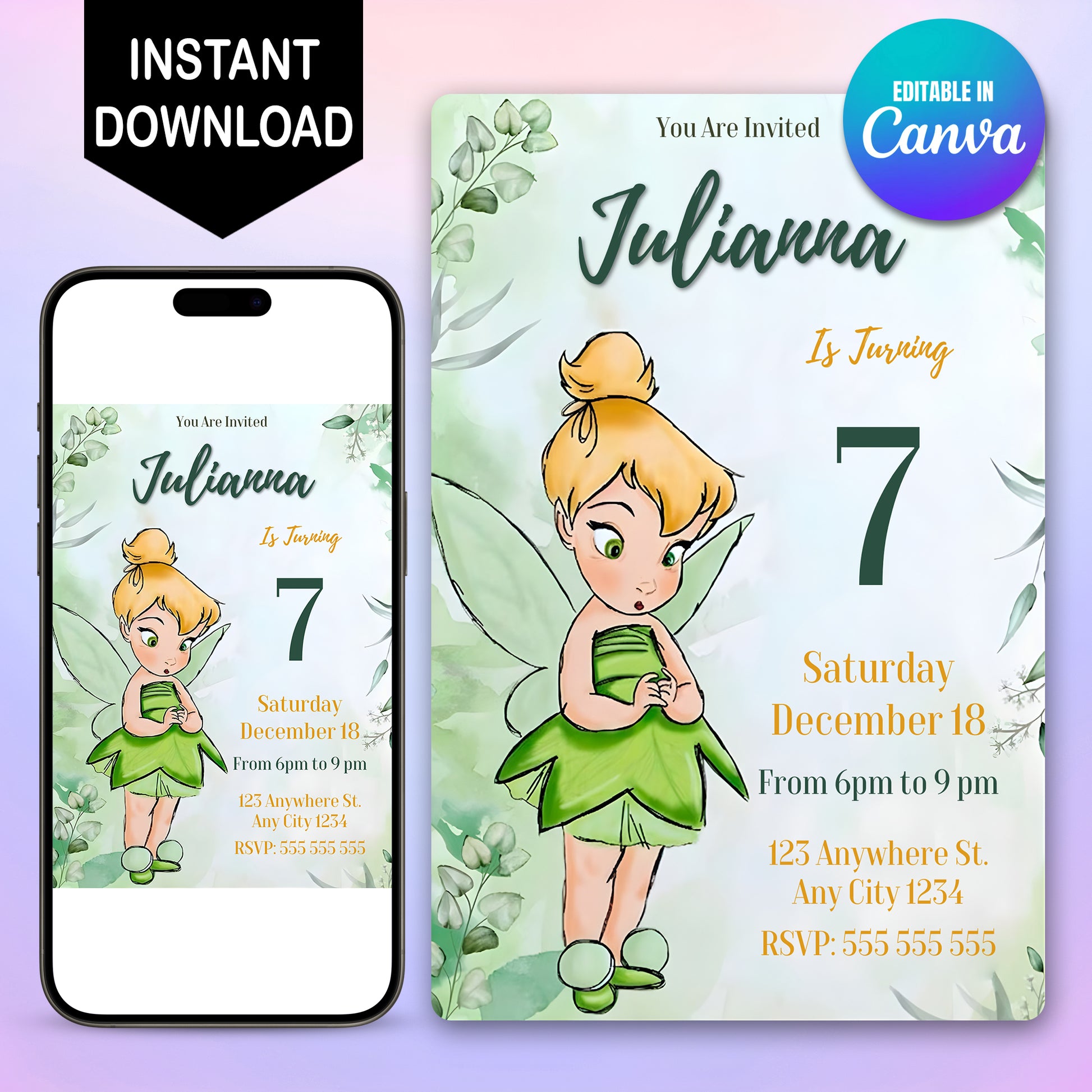 Tinker Bell Birthday Invitation - CreativeRino