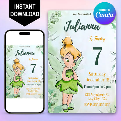 Tinker Bell Birthday Invitation - CreativeRino