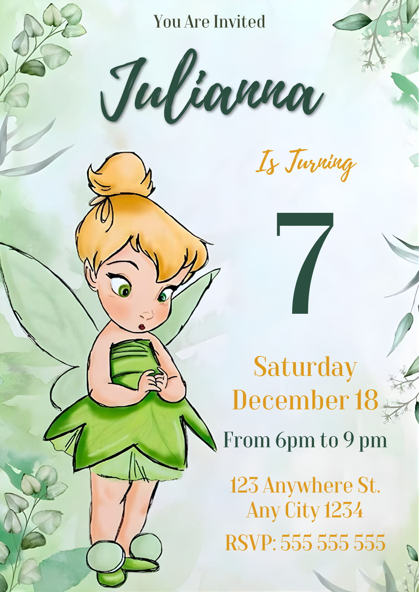 Tinker Bell Birthday Invitation - CreativeRino