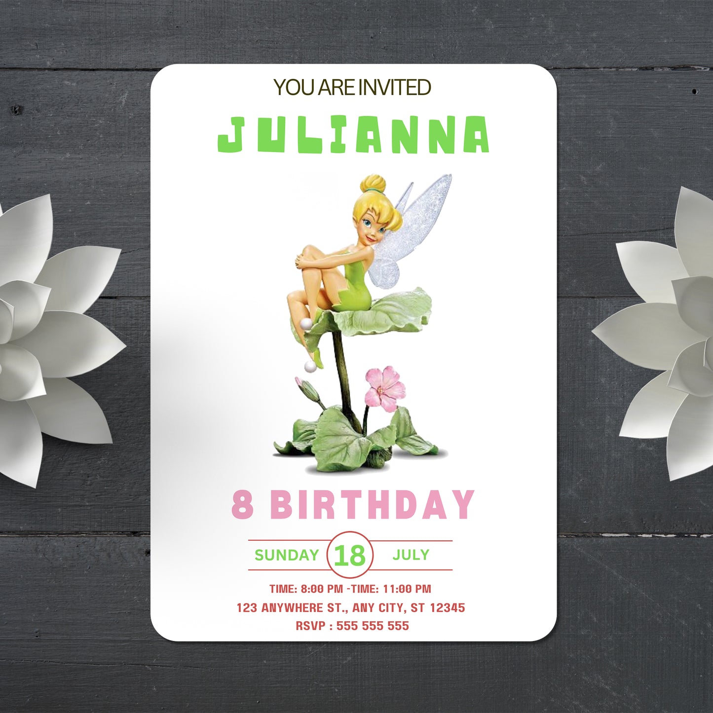 Editable Tinker Bell Birthday Invitation - CreativeRino