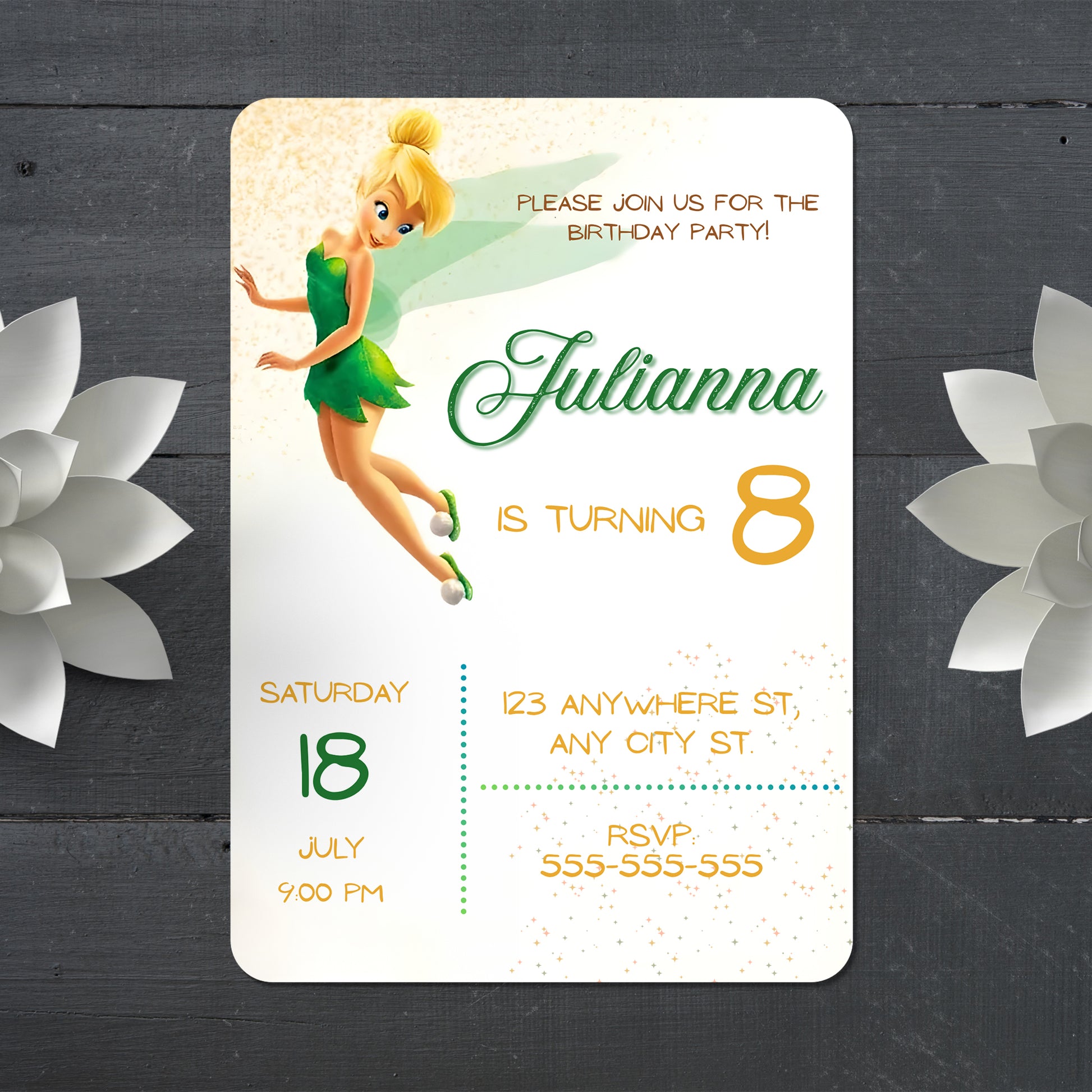 Printable fairy Tinkerbell fairy Birthday Invitation - CreativeRino