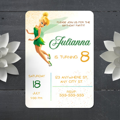 Printable fairy Tinkerbell fairy Birthday Invitation - CreativeRino