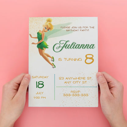 Printable fairy Tinkerbell fairy Birthday Invitation - CreativeRino