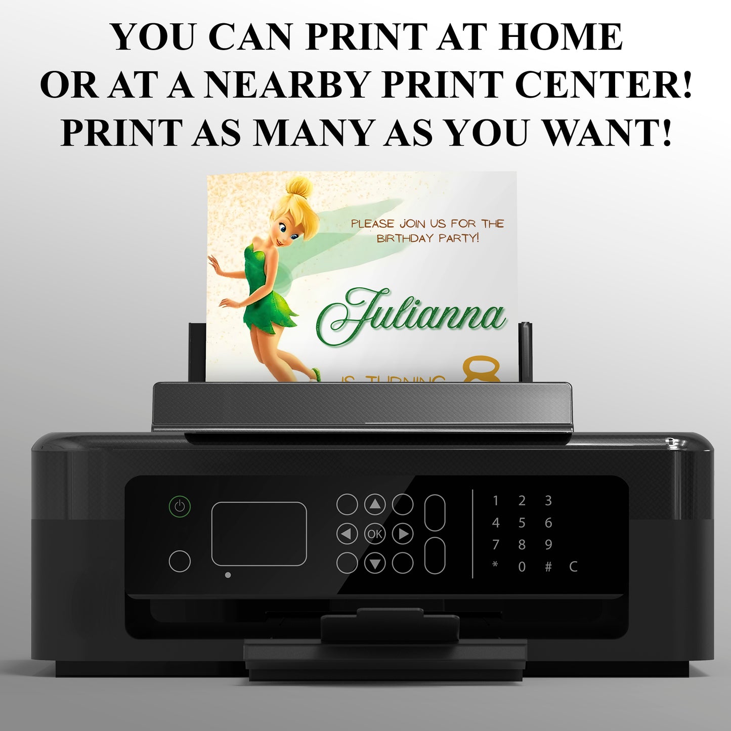Printable fairy Tinkerbell fairy Birthday Invitation - CreativeRino