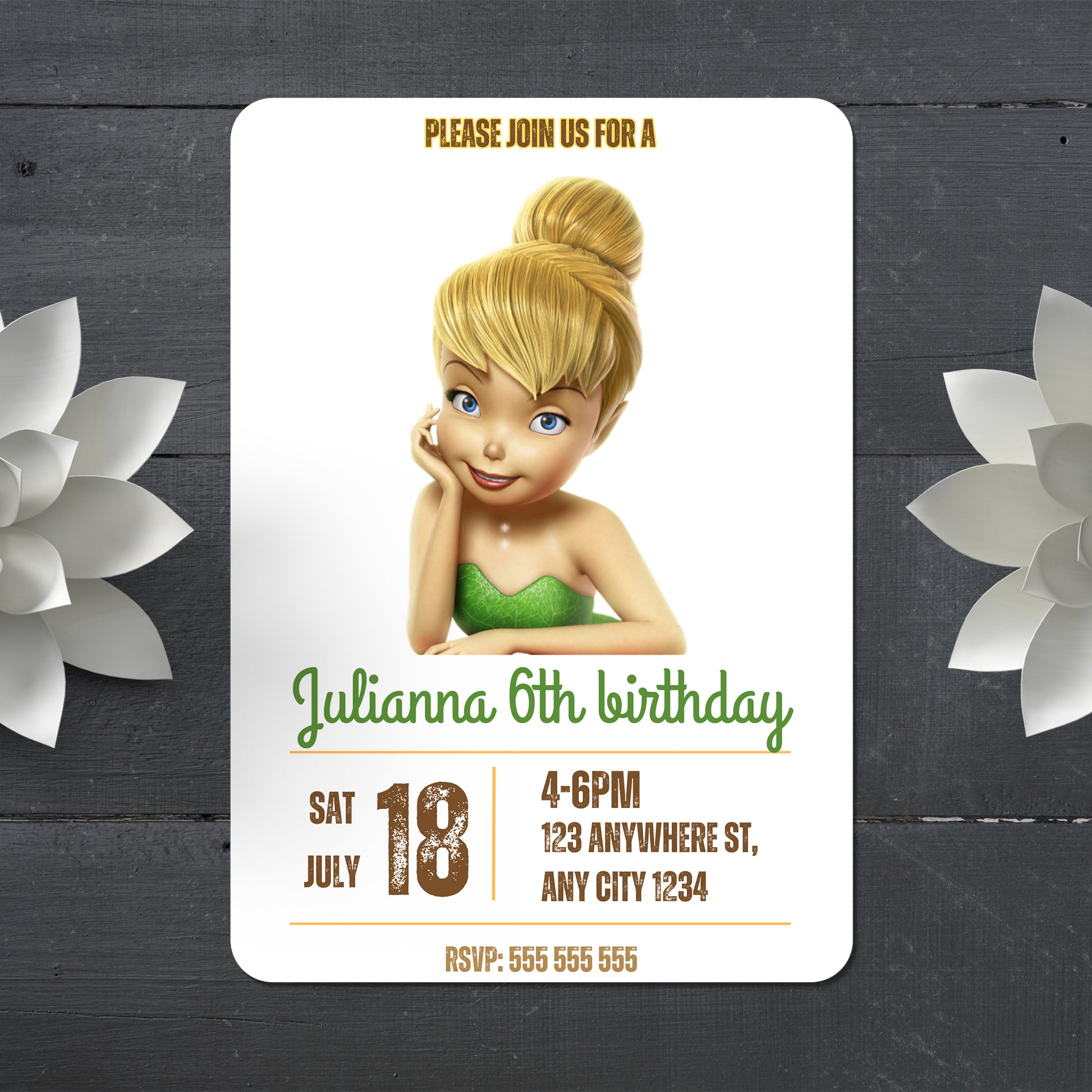 Fairy Tinkerbell Birthday Party Invitation - CreativeRino