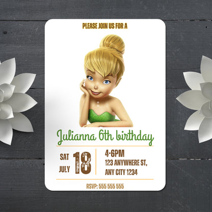 Fairy Tinkerbell Birthday Party Invitation - CreativeRino