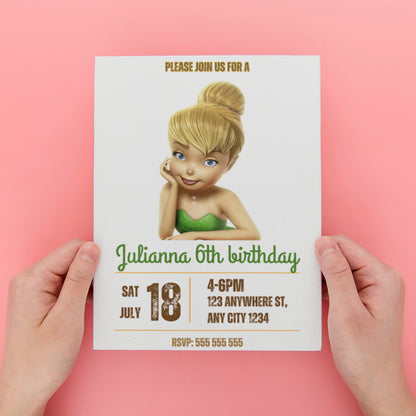 Fairy Tinkerbell Birthday Party Invitation - CreativeRino