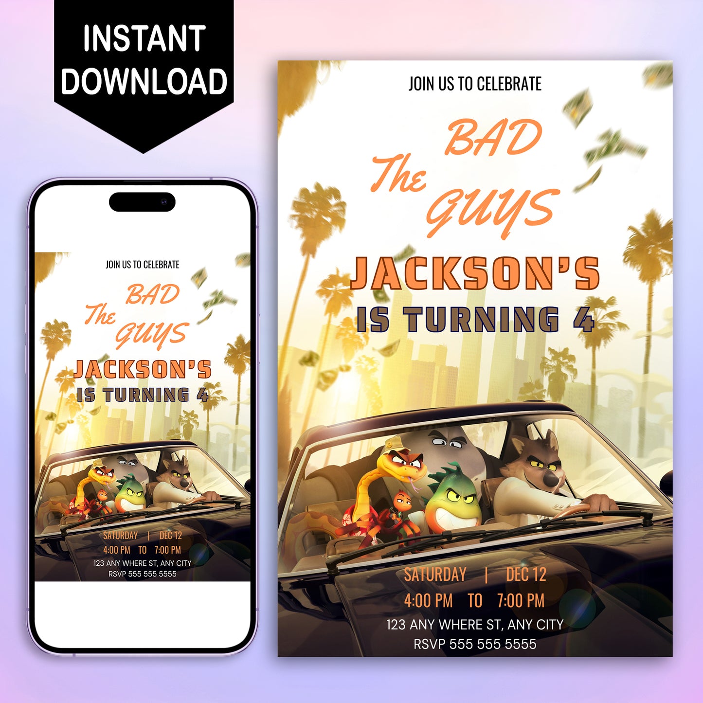 The Bad Guys Birthday Invitation Template