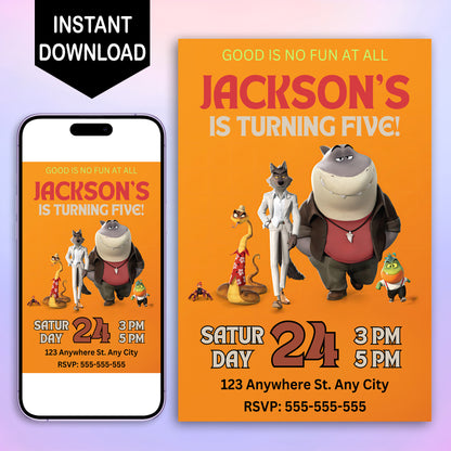 The Bad Guys Birthday Invitation Template - CreativeRino