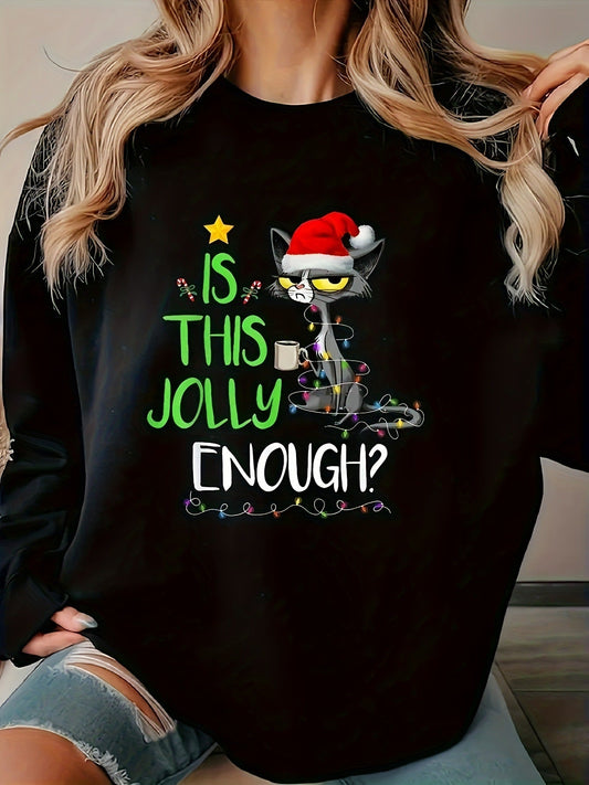 "Meowy Christmas" Jolly Cat Sweatshirt | Funny & Cute Holiday Crewneck Jumper | Festive Cat Lover Gift eprolo