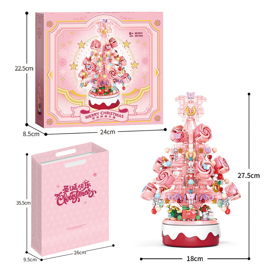 DIY Crystal Christmas Tree Music Box | Rotating LED Building Blocks Toy Gift for Kids & Adults eprolo