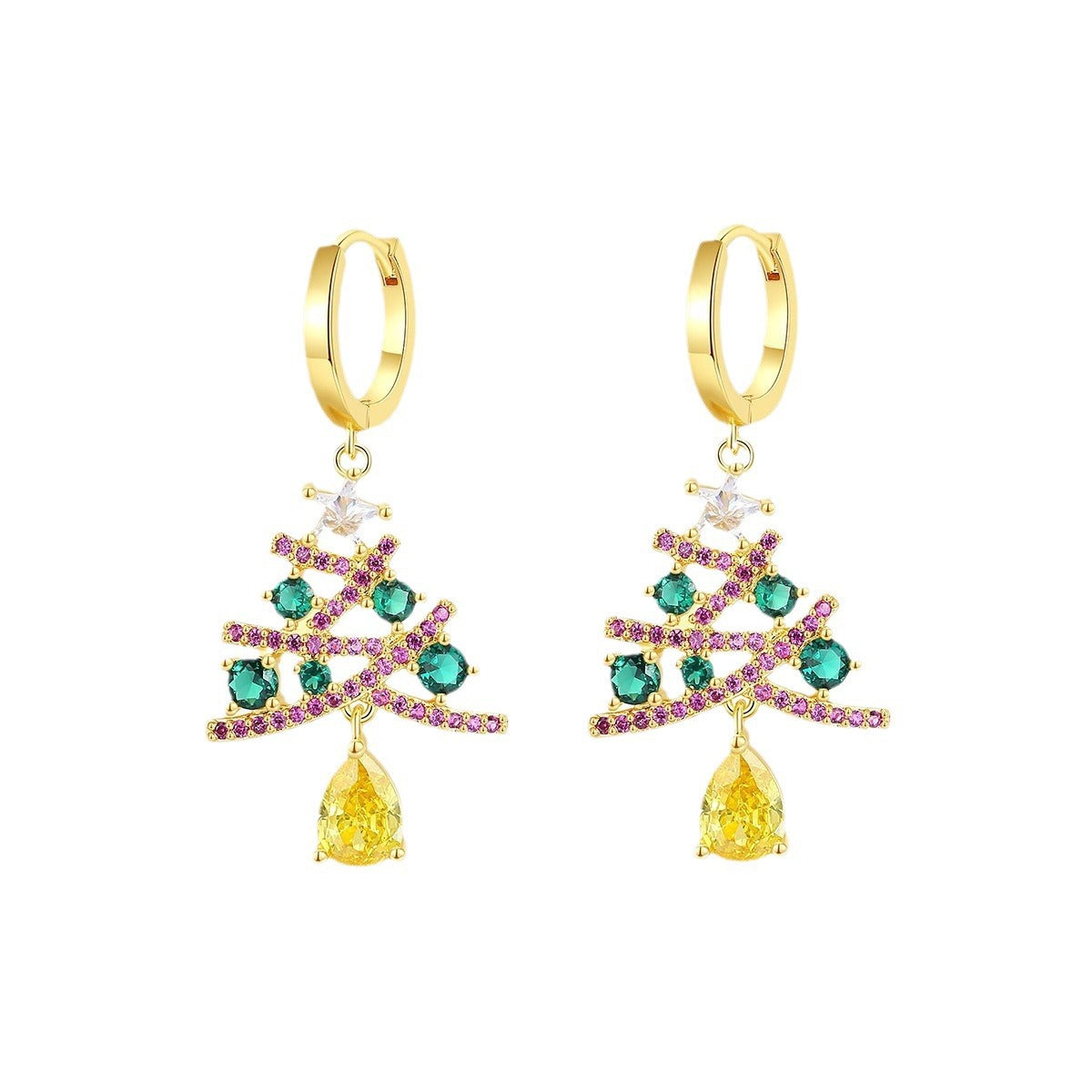 Luxury Zircon Christmas Tree Earrings | European & American Fashion | Sparkling Stud/Drop Holiday Jewelry Gift eprolo
