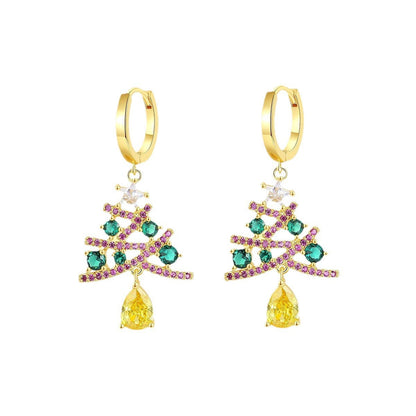 Luxury Zircon Christmas Tree Earrings | European & American Fashion | Sparkling Stud/Drop Holiday Jewelry Gift eprolo