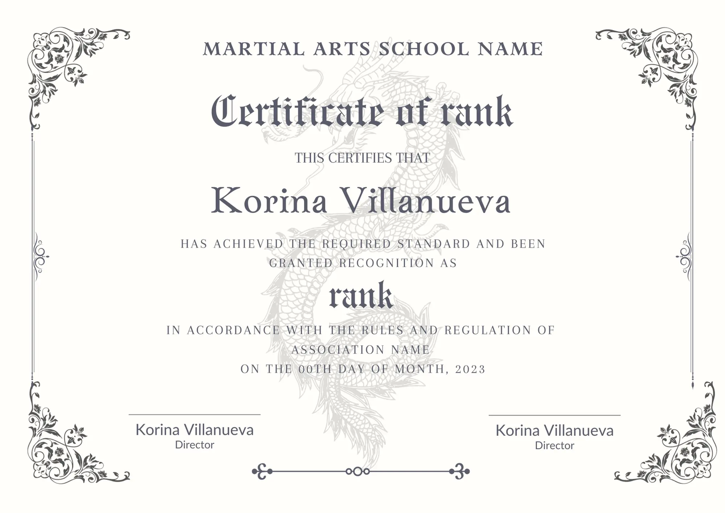 Certificate of Rank Template | Rank Certificate - CreativeRino