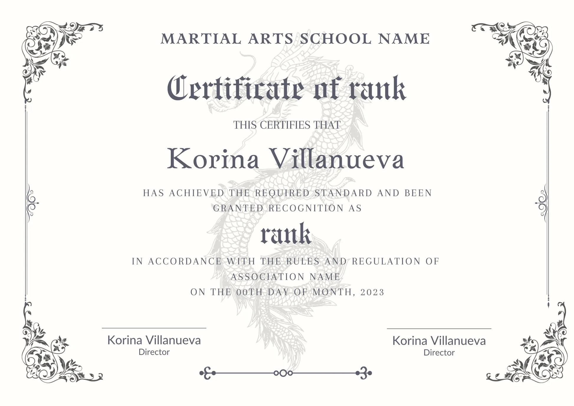 Certificate of Rank Template | Rank Certificate - CreativeRino