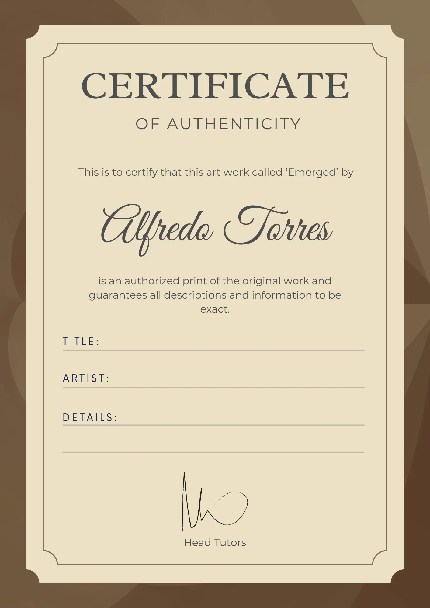 Certificate of Authenticity Template | Authenticity Certificate - CreativeRino