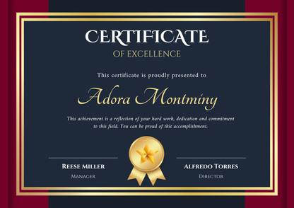 Certificate of Excellence Template | Excellence Certificate - CreativeRino