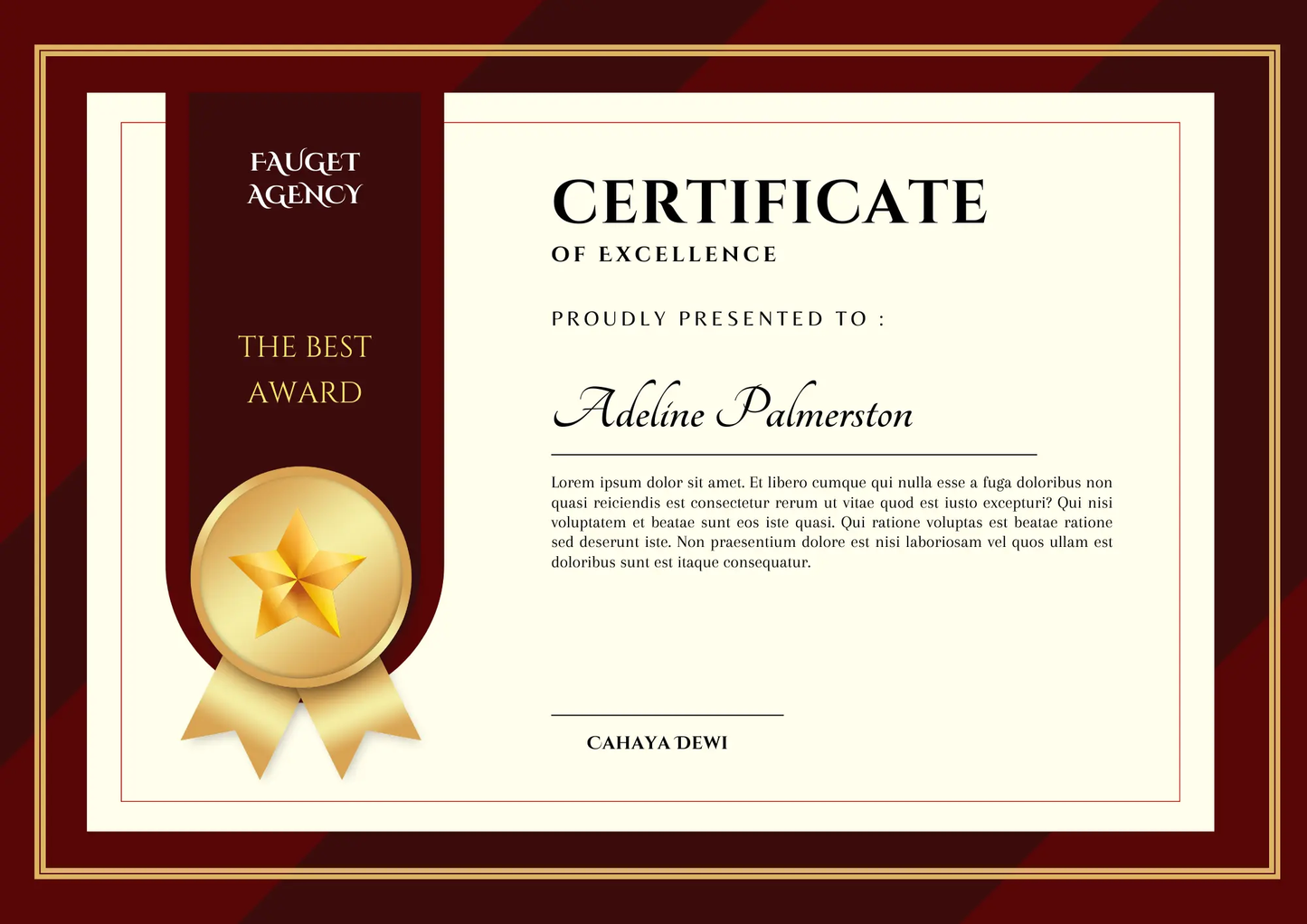 Certificate of Excellence Template | Excellence Certificate - CreativeRino