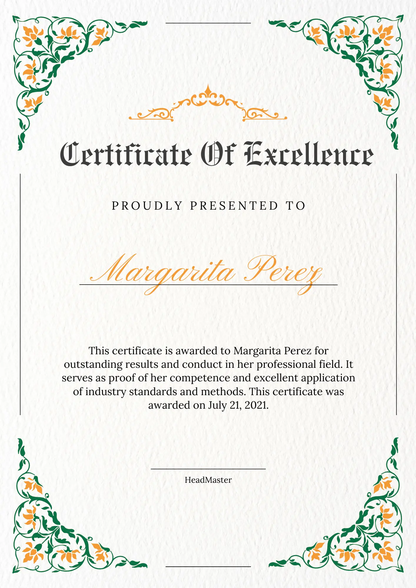 Certificate of Excellence Template | Excellence Certificate - CreativeRino
