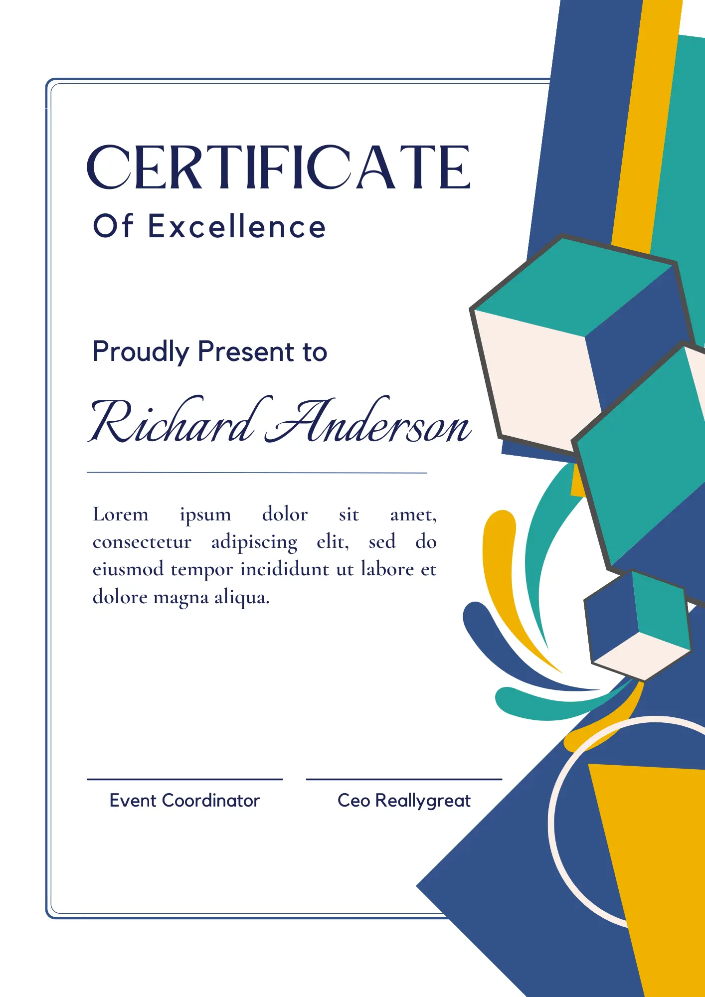 Certificate of Excellence Template | Excellence Certificate - CreativeRino