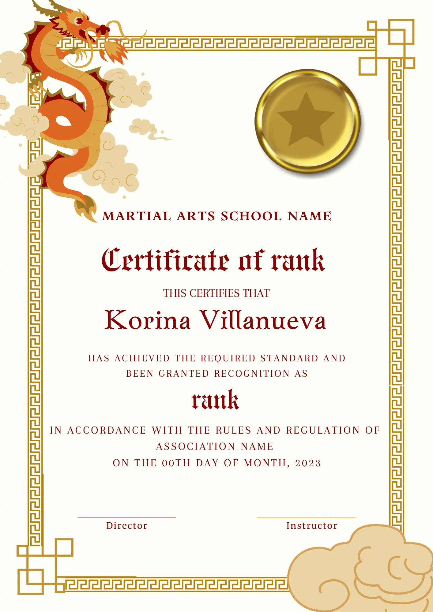 Certificate of Rank Template | Rank Certificate - CreativeRino
