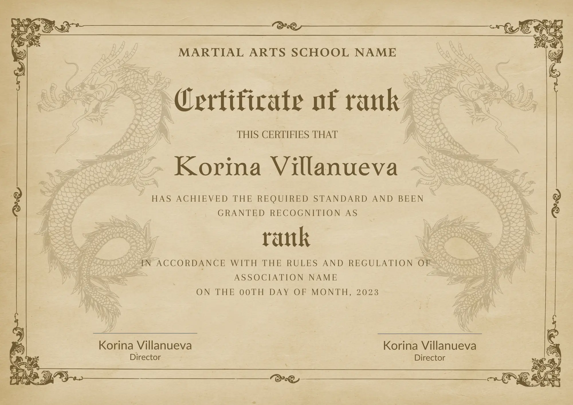 Certificate of Rank Template | Rank Certificate - CreativeRino