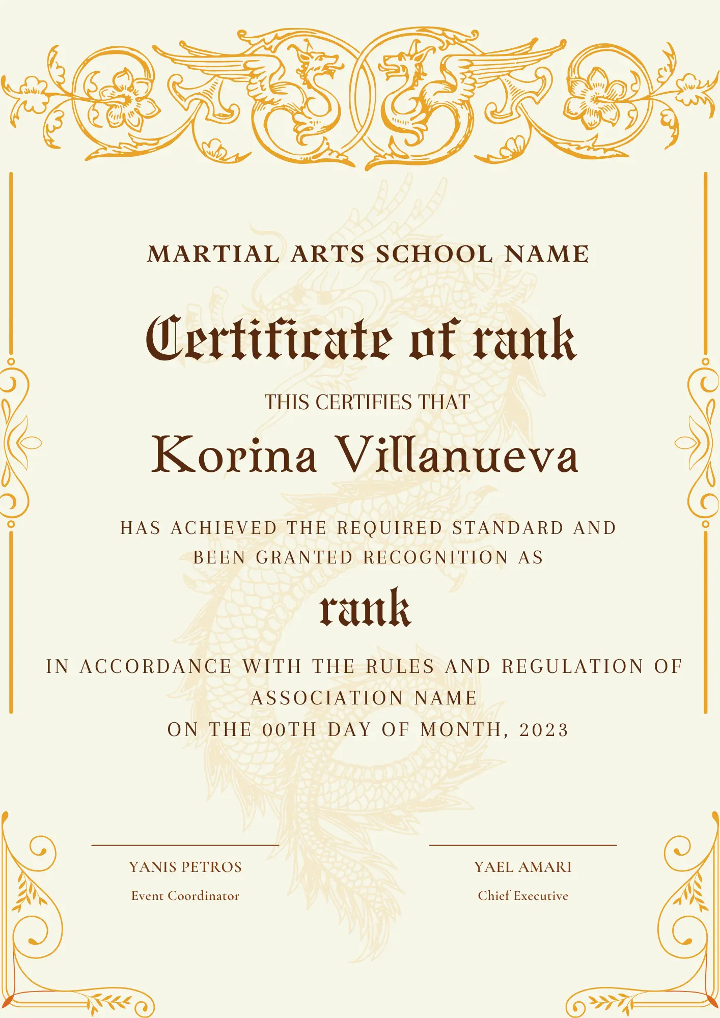 Certificate of Rank Template | Rank Certificate - CreativeRino
