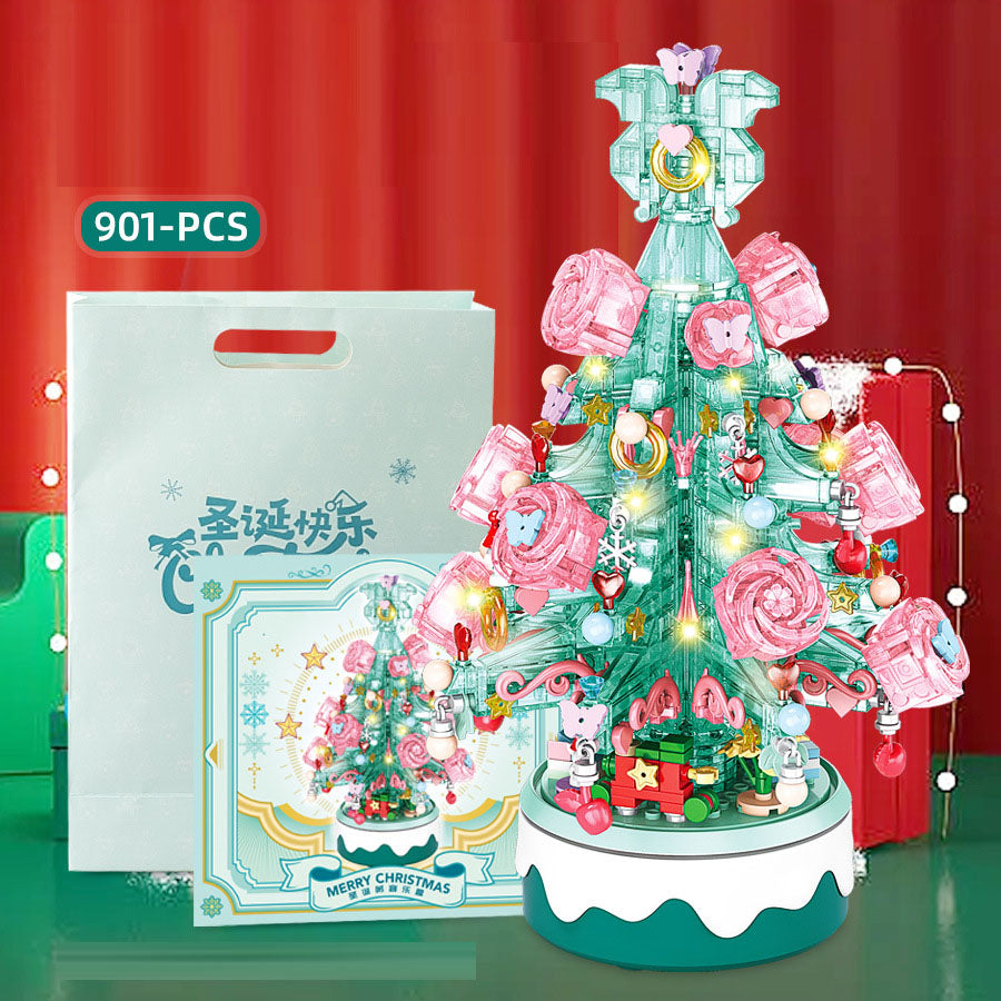 DIY Crystal Christmas Tree Music Box | Rotating LED Building Blocks Toy Gift for Kids & Adults eprolo