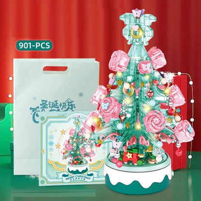 DIY Crystal Christmas Tree Music Box | Rotating LED Building Blocks Toy Gift for Kids & Adults eprolo