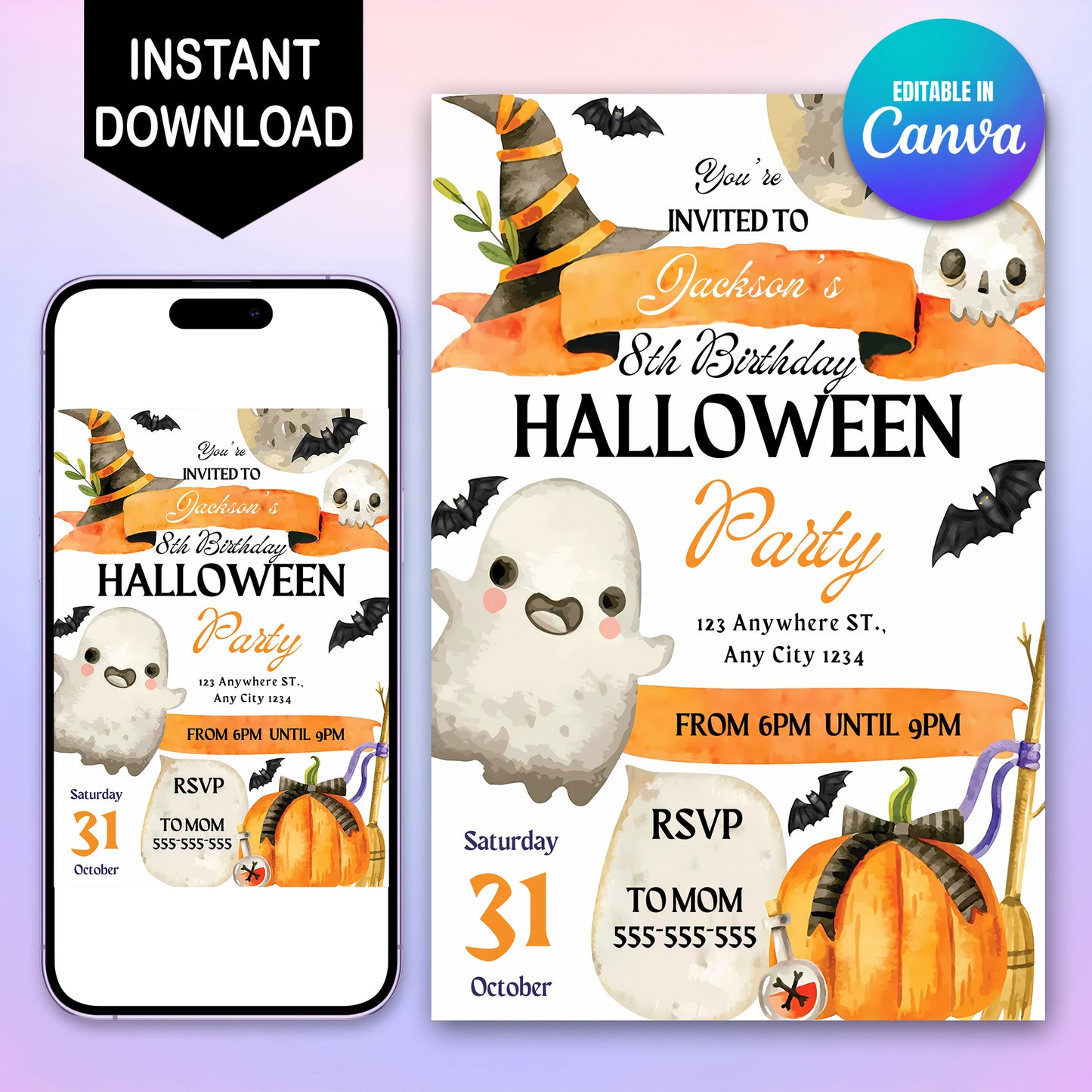 Halloween Birthday Party Invitation - CreativeRino