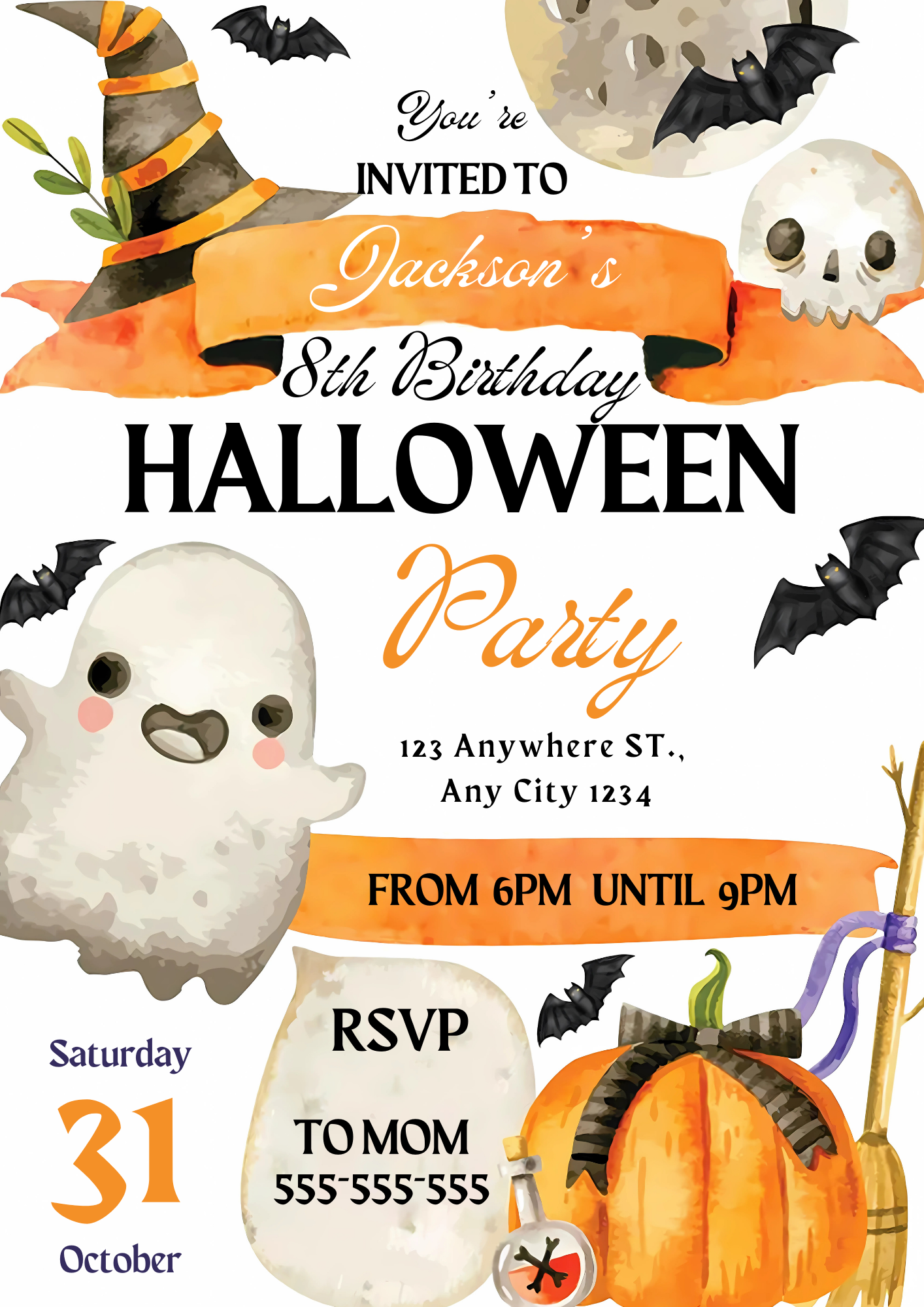 Halloween Birthday Party Invitation - CreativeRino