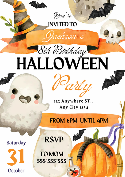 Halloween Birthday Party Invitation - CreativeRino