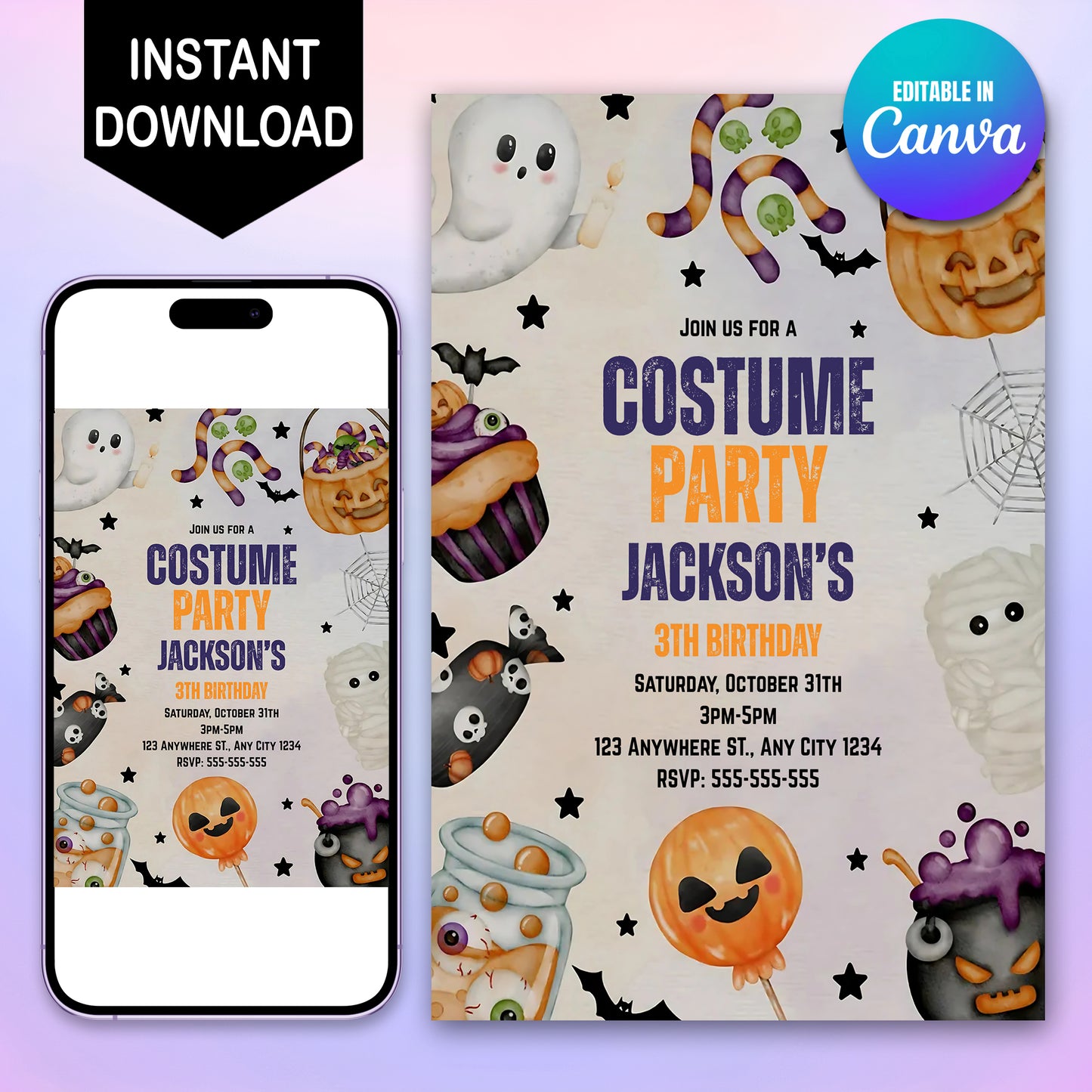 Halloween Costume Birthday Party Invite - CreativeRino