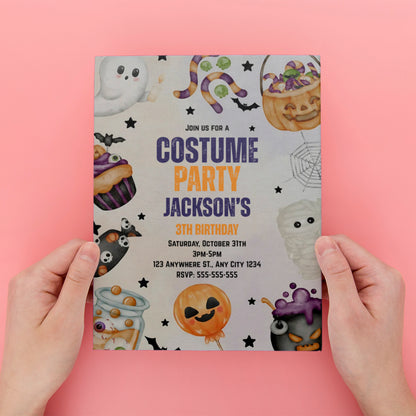 Halloween Costume Birthday Party Invite - CreativeRino