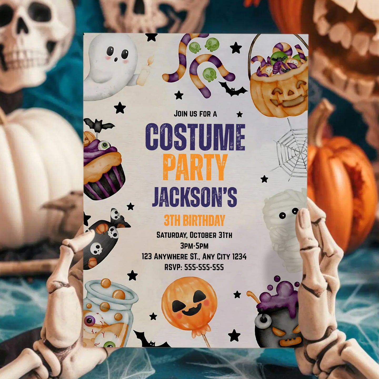 Halloween Costume Birthday Party Invite - CreativeRino