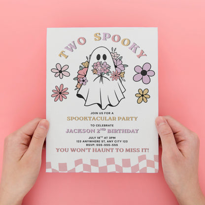 Two Spooky Halloween Birthday Party Invite - CreativeRino