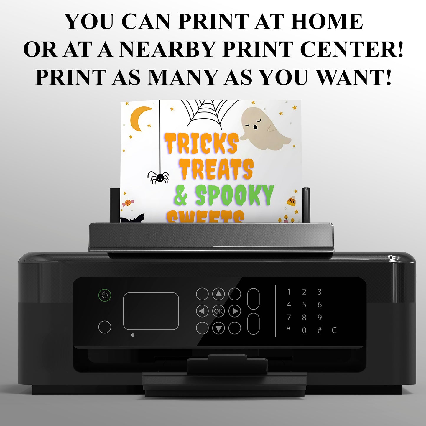 Tricks Treats and Spooky Sweets Halloween Birthday Party Invite - CreativeRino