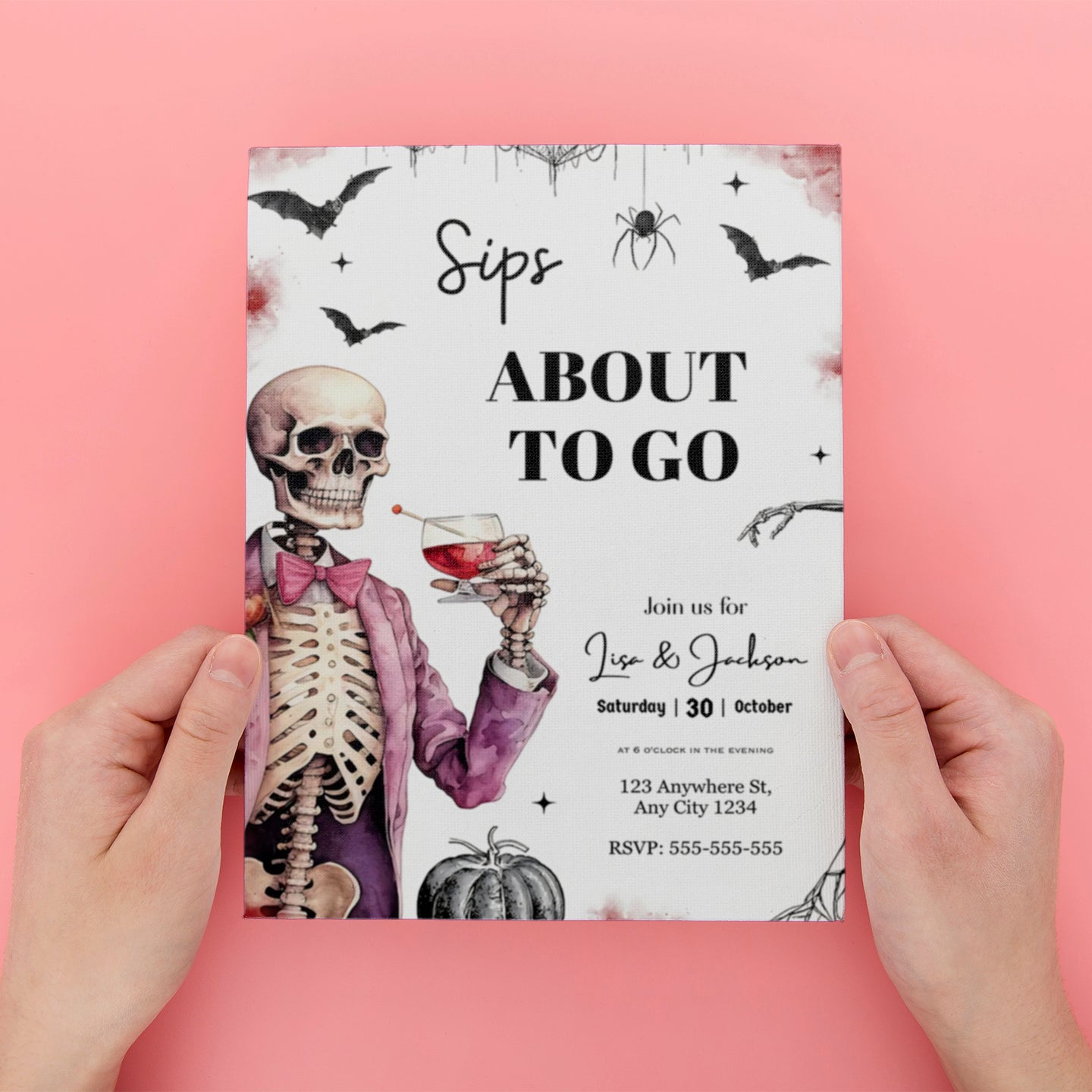 Sips About to Go Down Adult Halloween Invitation - CreativeRino