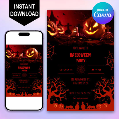 Halloween Party Invitation Template - CreativeRino