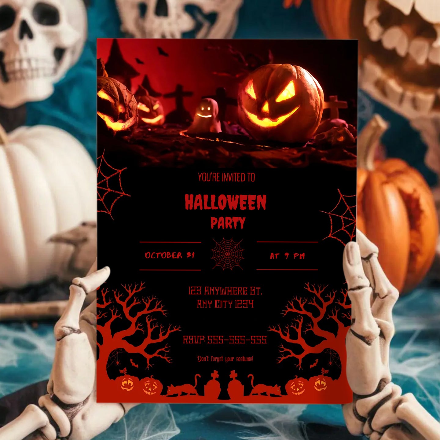 Halloween Party Invitation Template - CreativeRino