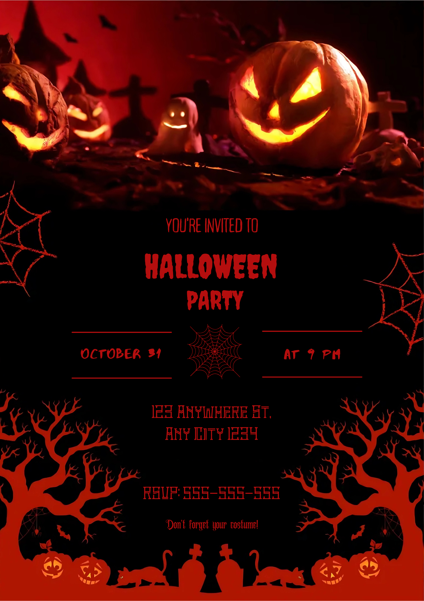Halloween Party Invitation Template - CreativeRino