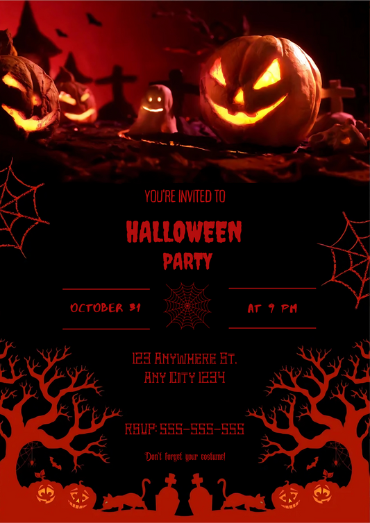 Halloween Party Invitation Template - CreativeRino