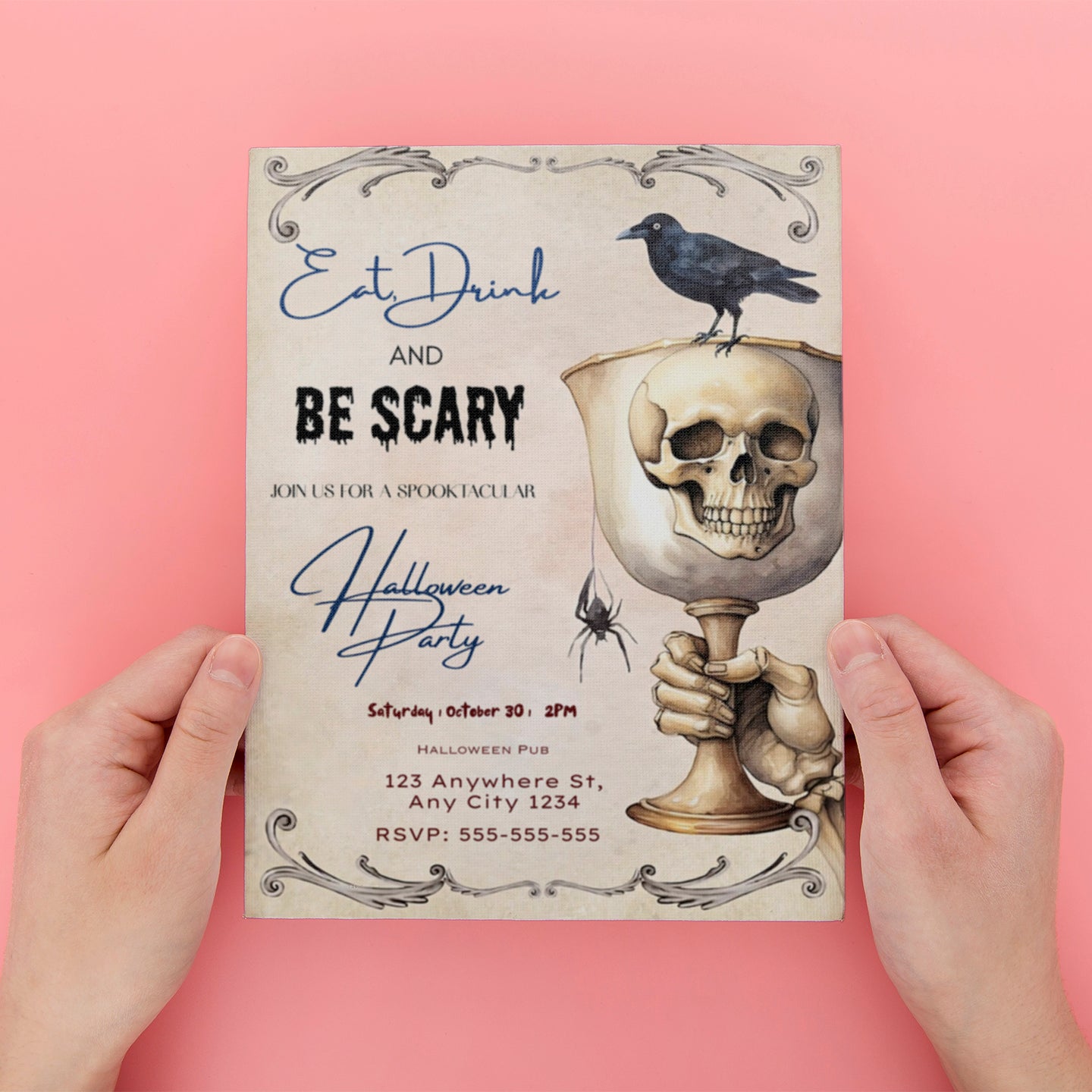 Eat Drink Be Scary Halloween Party Invitation - CreativeRino
