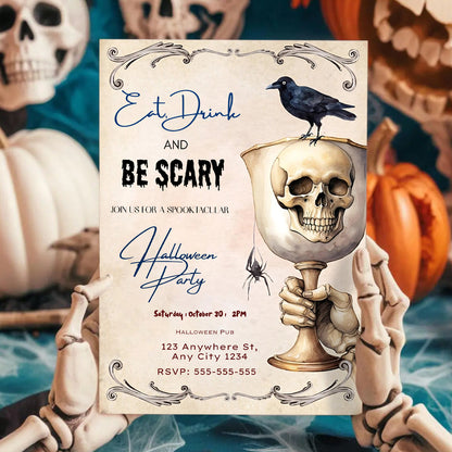 Eat Drink Be Scary Halloween Party Invitation - CreativeRino