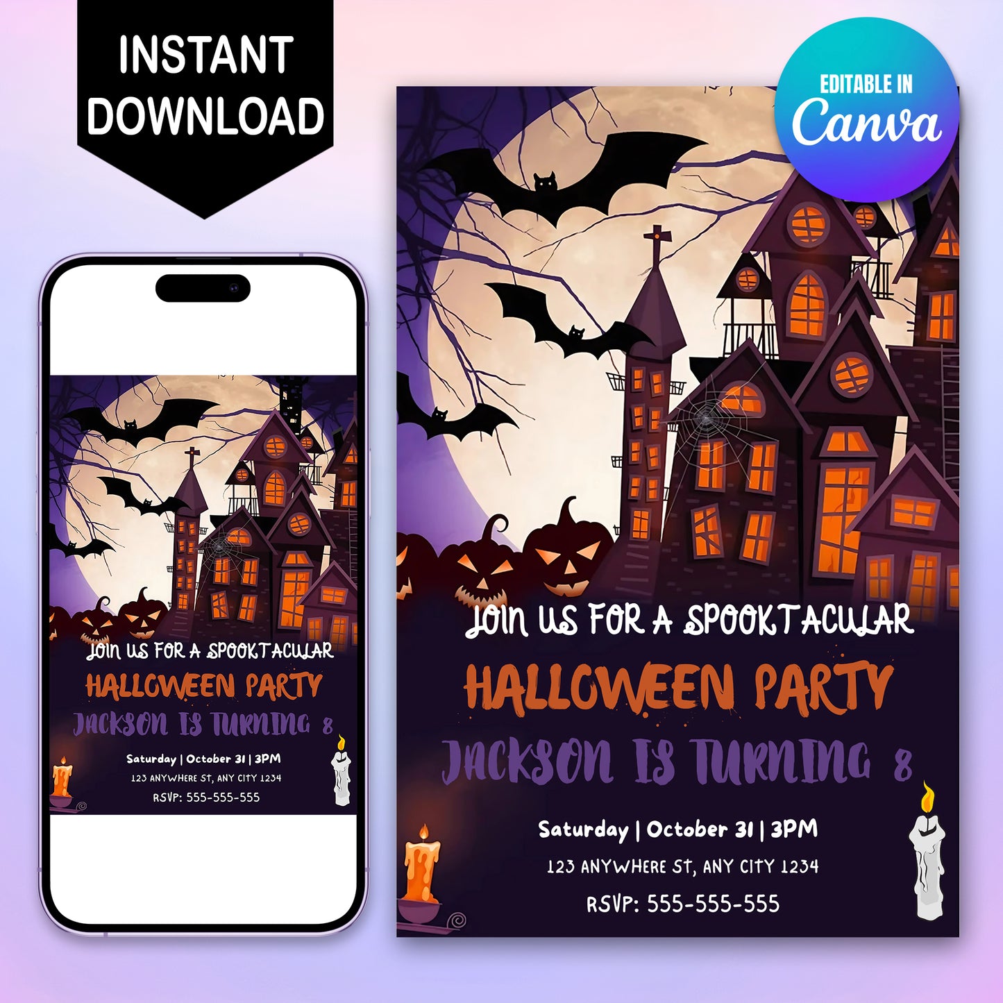 Spooky Haunted House Halloween Birthday Invitation - CreativeRino